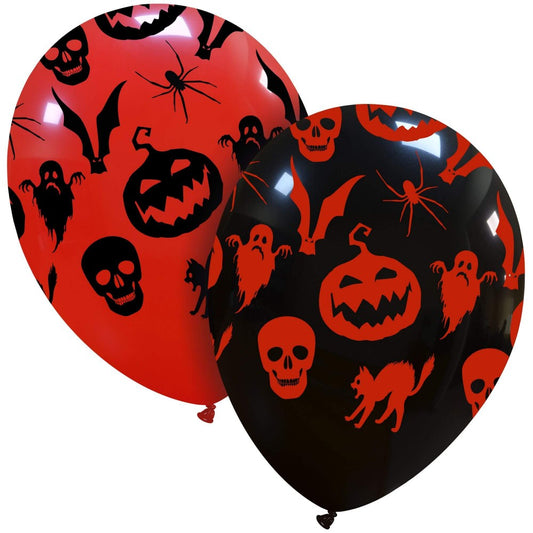 12" Spooky Halloween All Around (25 Per Bag) Cattex Brand Latex Balloons